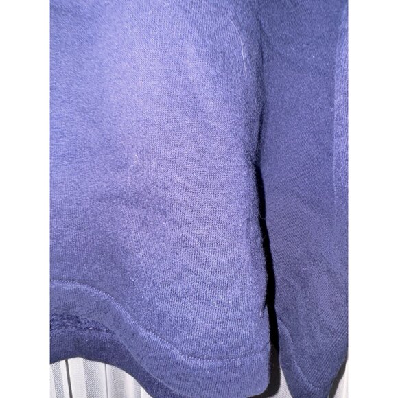 Vintage Jerzees Super Sweats Navy Blue Quarter-Zip crop Sweatshirt White Embroid - Picture 2 of 9